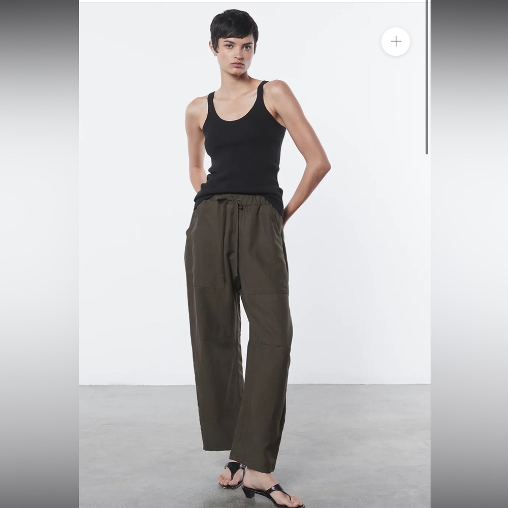 Enza Costa French Linen Pants Women's Size 0/small Army Green
